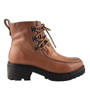 Gentle Souls by Kenneth Cole Women's Bristol Wallaby Leather Shearling Brown 7.5